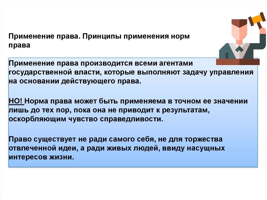 Принципы идеи принципы нормы. Применение правовых норм примеры.