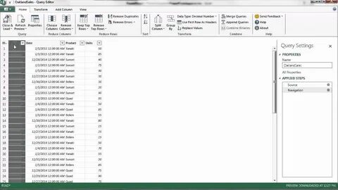 Power query table