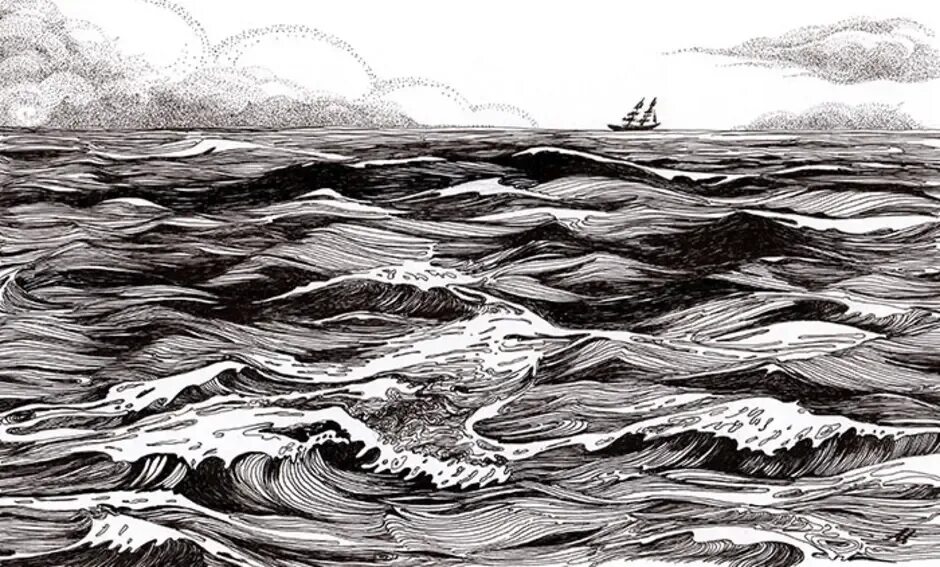 Вода в графике рисунок. Волны линогравюра. Волны Графика. Волны рисунок. Море Графика.