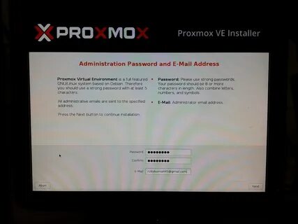 Proxmox install