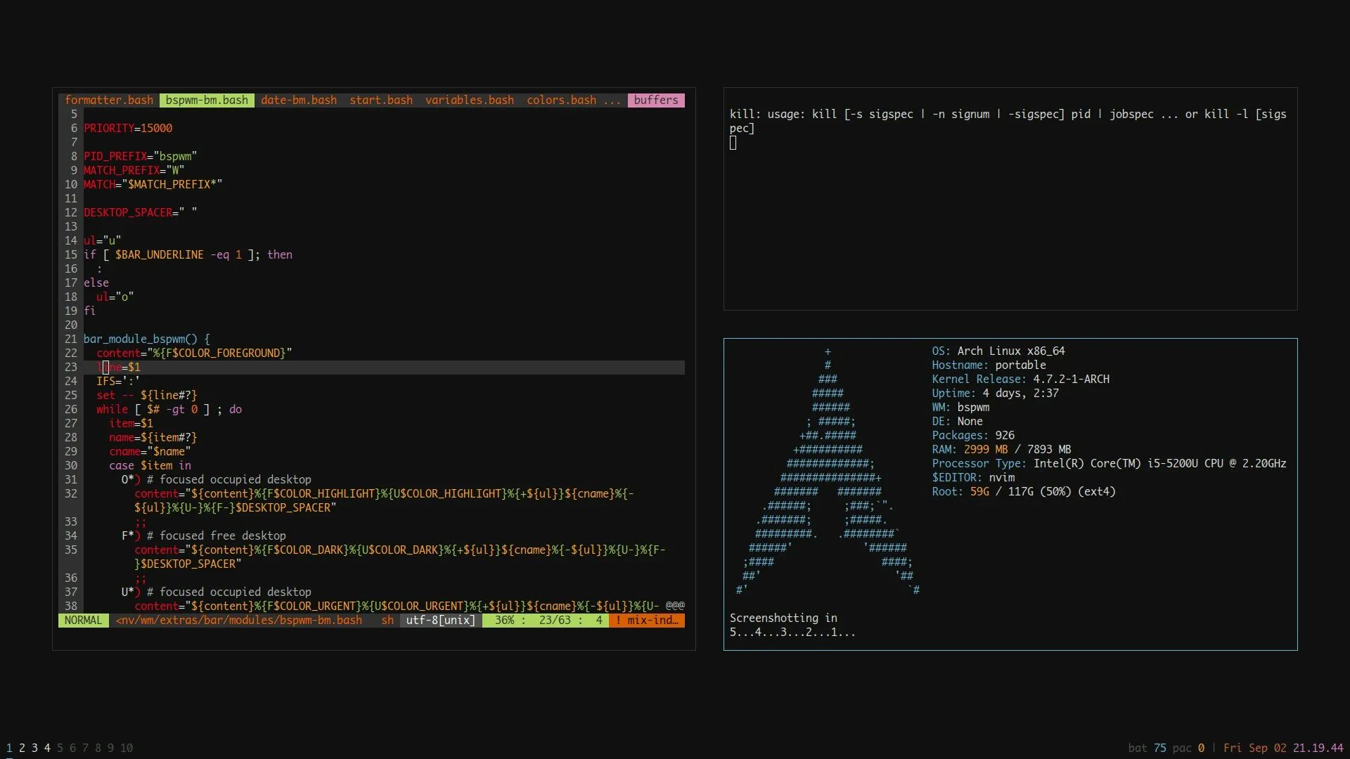 Start bash. Bspwm. bspwm desktop. archlinux bspwm. переменные bash.