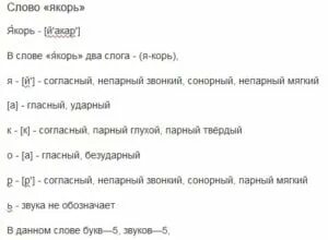 Якорь звуковая схема 1 класс Звуковая схема к слову ветви
