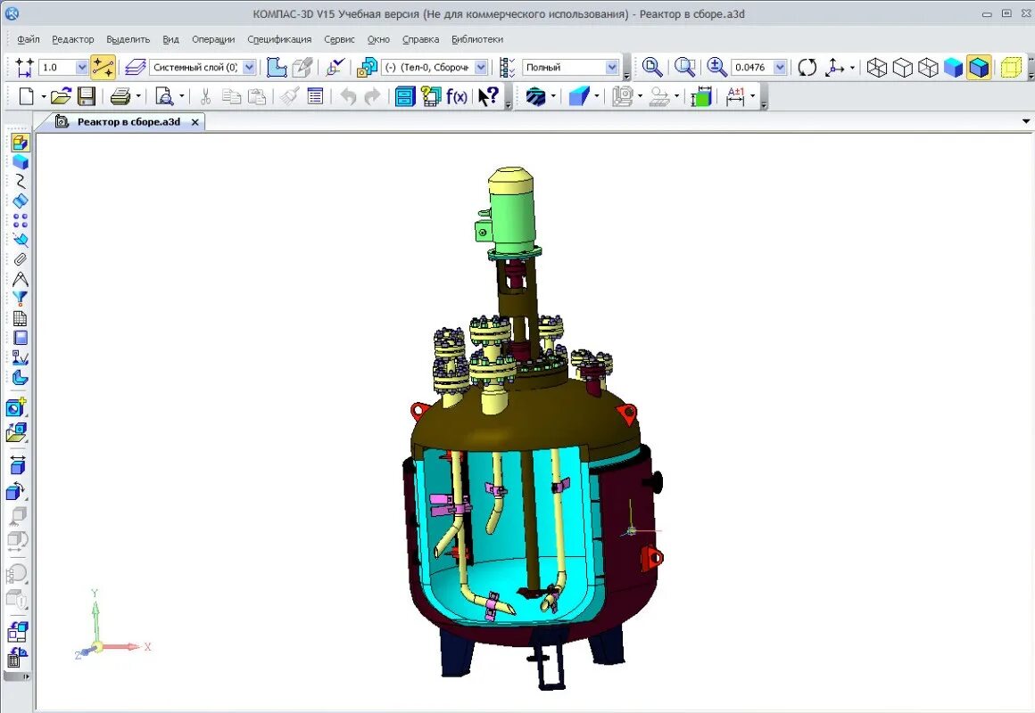 АСКОН компас 3д в22. Компас-3d v20 учебная версия. АСКОН компас 3д 15. Хим реактор с мешалкой компас.
