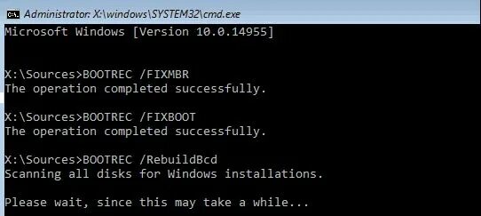 The operation completed successfully