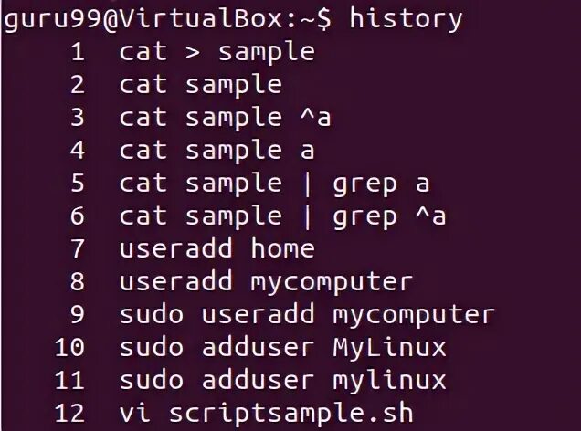 Bash история команд
