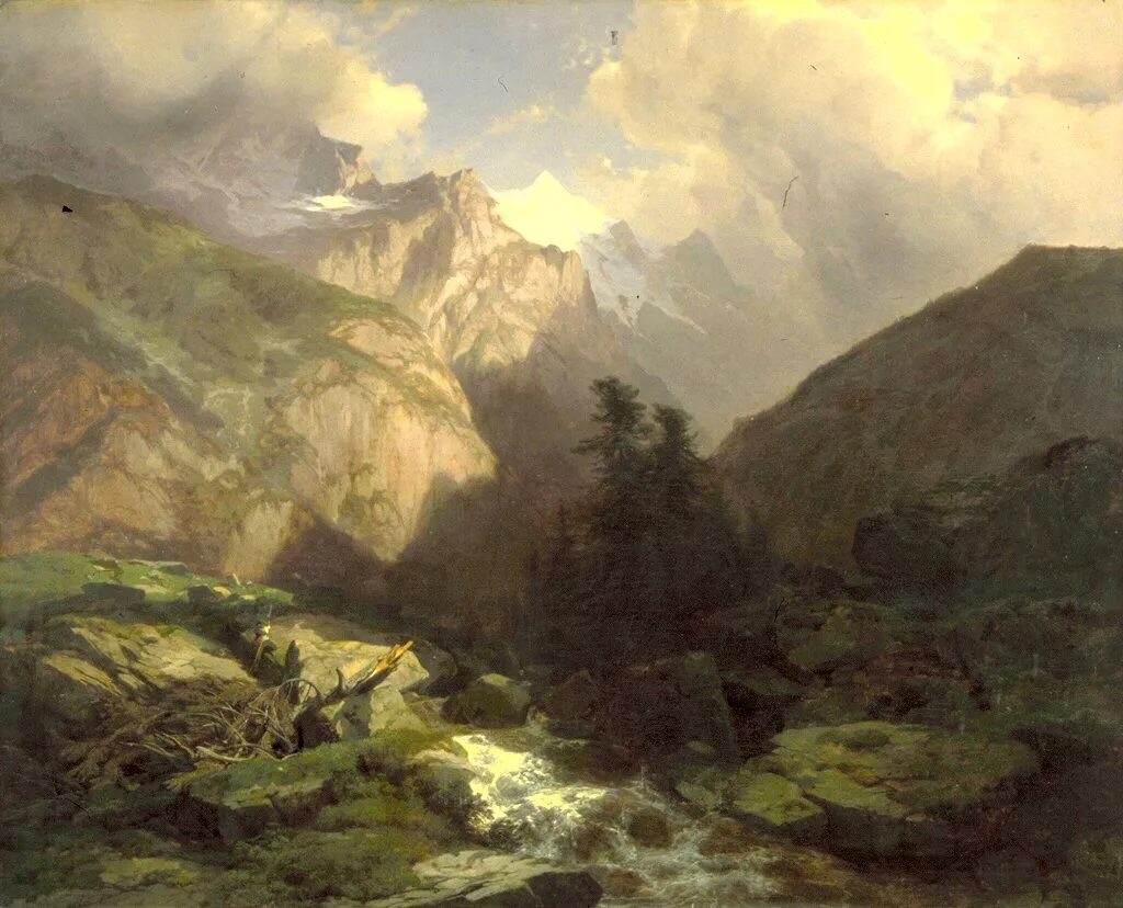 Александр калам (1810-1864. Александр калам (Alexandre Calame),1810-1864.Швейцария.. Художник Александр калам Alexandre Calame. Калам, Александр (1810 - 1864) пейзаж с дубами.