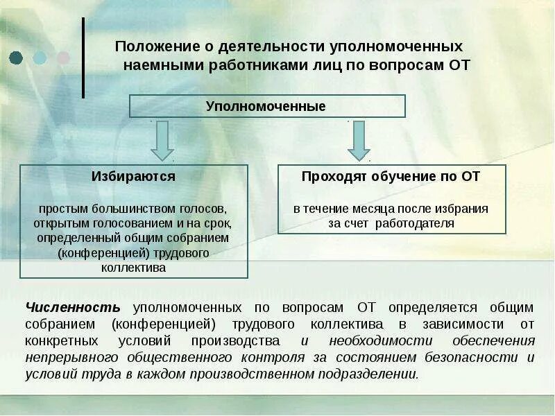 Функции уполномоченных лиц по охране труда. Голосование открытым простым большинством.