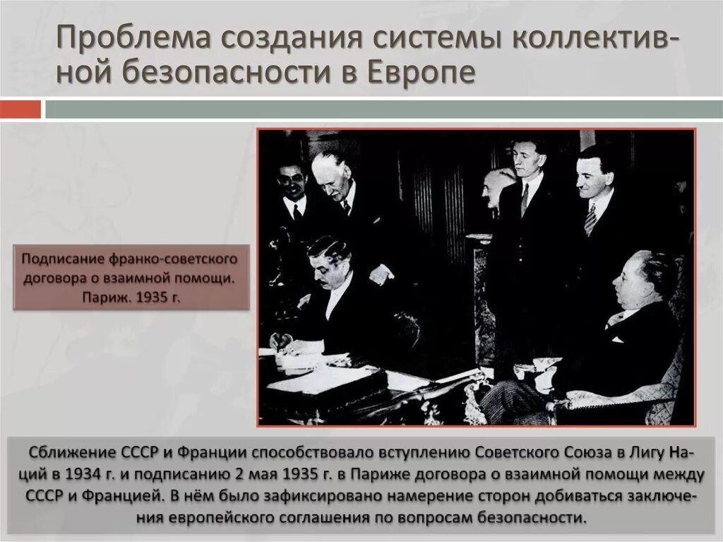 Международные отношения в 1930-е. Политика коллективной безопасности СССР. Система коллективной безопасности в Европе.