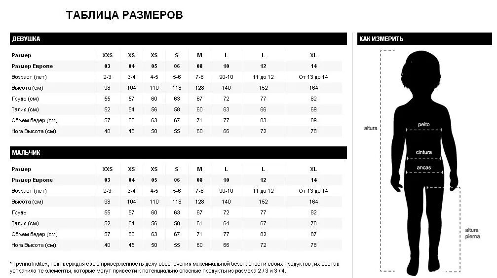 Размеры в заре. Zara Размерная сетка детской одежды. Размерная сетка Zara детская.