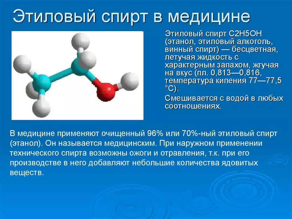 Химическая формула этилового спирта в химии. Смс в медицине