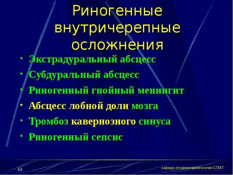 Риносинусогенные орбитальные и внутричерепные осложнения. Риногенные интракраниальные осложнения. Риносинусогенный внутричерепное осложнение. Риногенные внутричерепные осложнения