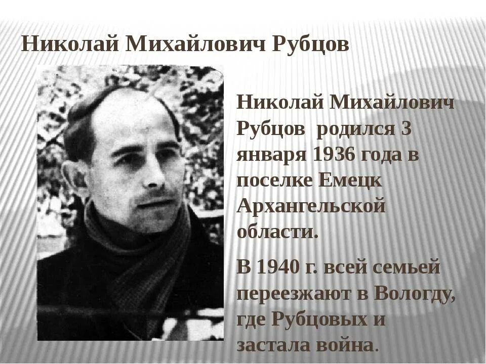 Жизнеописание Николая Михайловича Рубцова. Портрет Рубцова Николая Михайловича. Биография рубцова 4 класс