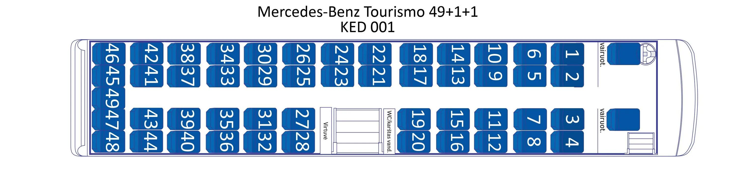 Схема автобуса Мерседес на 49 мест. Расположение мест в автобусе Мерседес 51 место. Хундай 43 места расположение мест. Схема мест в автобусе Мерседес дальнего следования. Расположение автобуса 49