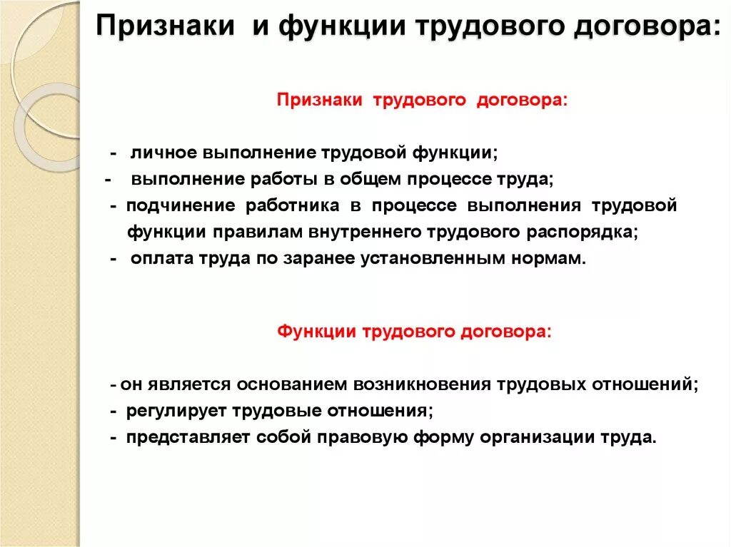 Понятие и признаки трудового договора. Дайте понятие и назовите основные признаки трудового договора.. Каковы основные признаки трудового договора. Перечислены признаки трудового договора.