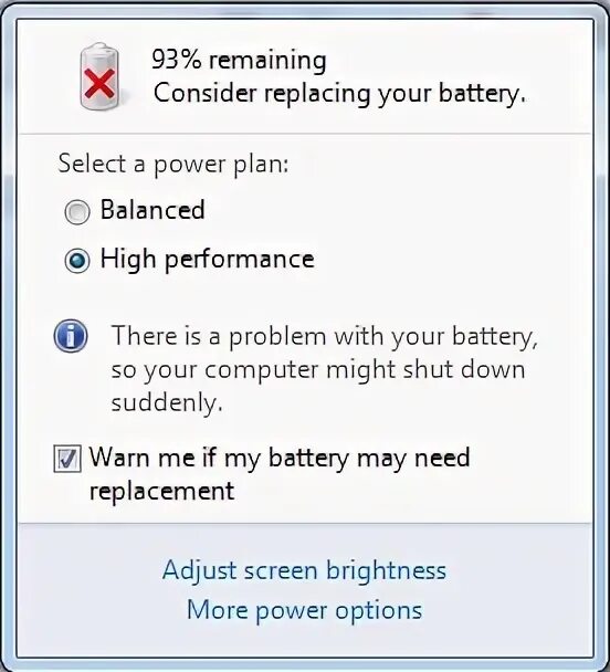 Your Battery has experienced permanent failure and needs to be replaced. Music she has your Battery.