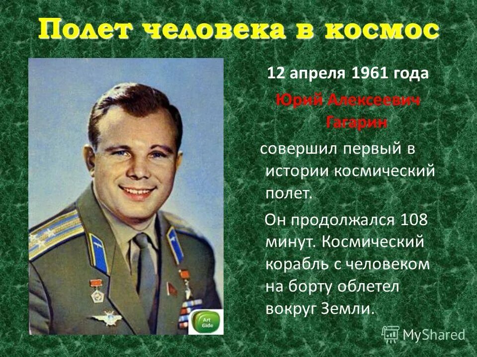 Первый человек совершивший полет в космос