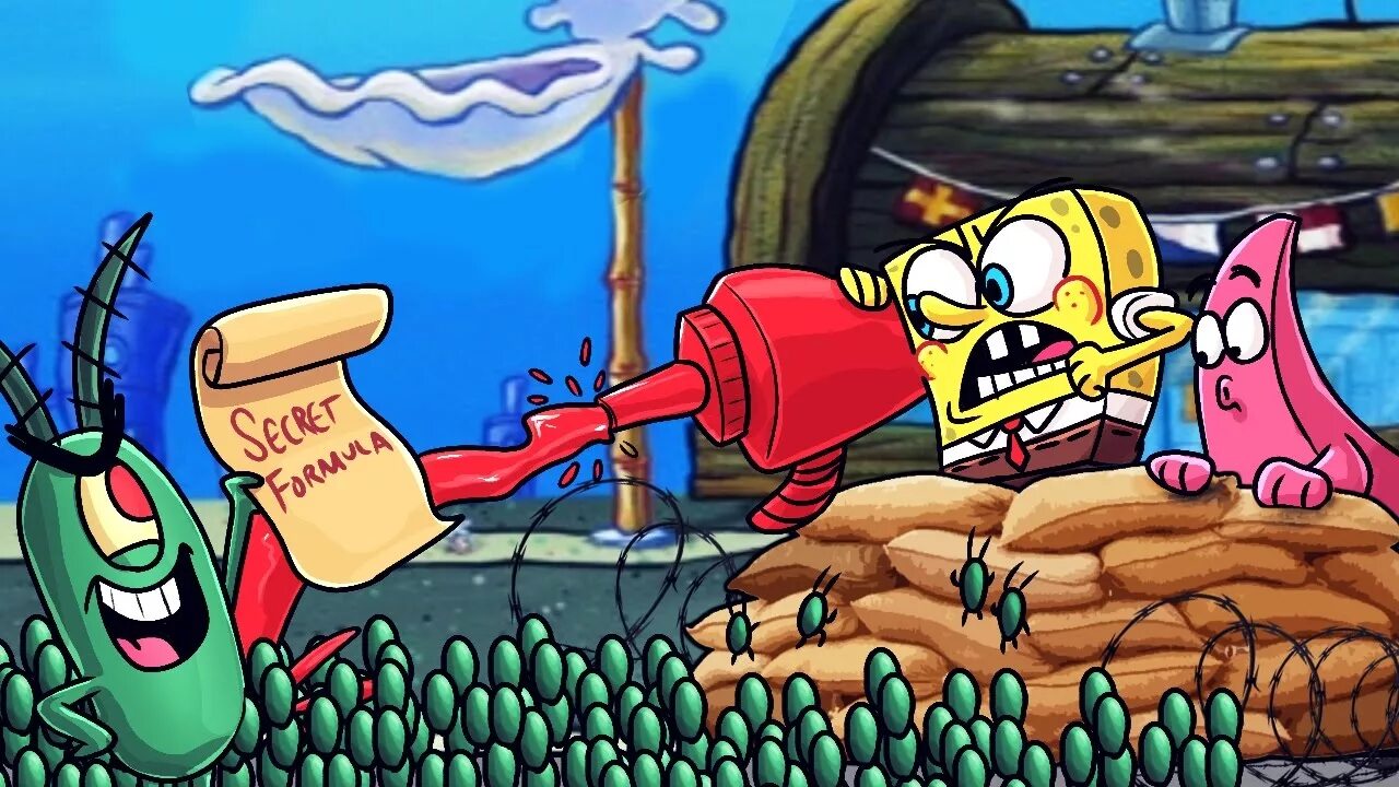 Spongebob vs. Krusty Krab планктон. Губка Боб квадратные штаны КРАСТИ планктон. Патрик и планктон. Спанч Боб планктон Патрик губка Боб.