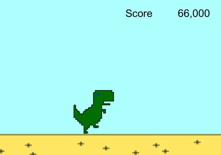 Динозавр прыгает кактусы игра
