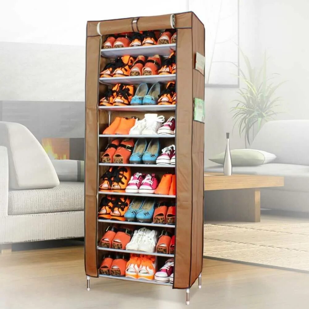 Полка для обуви shoe cabinet layer shoe rack (5 полок, бежевый). Этажерка для обуви в прихожую. Складные обувницы. Полки для обуви. Складные обувницы.