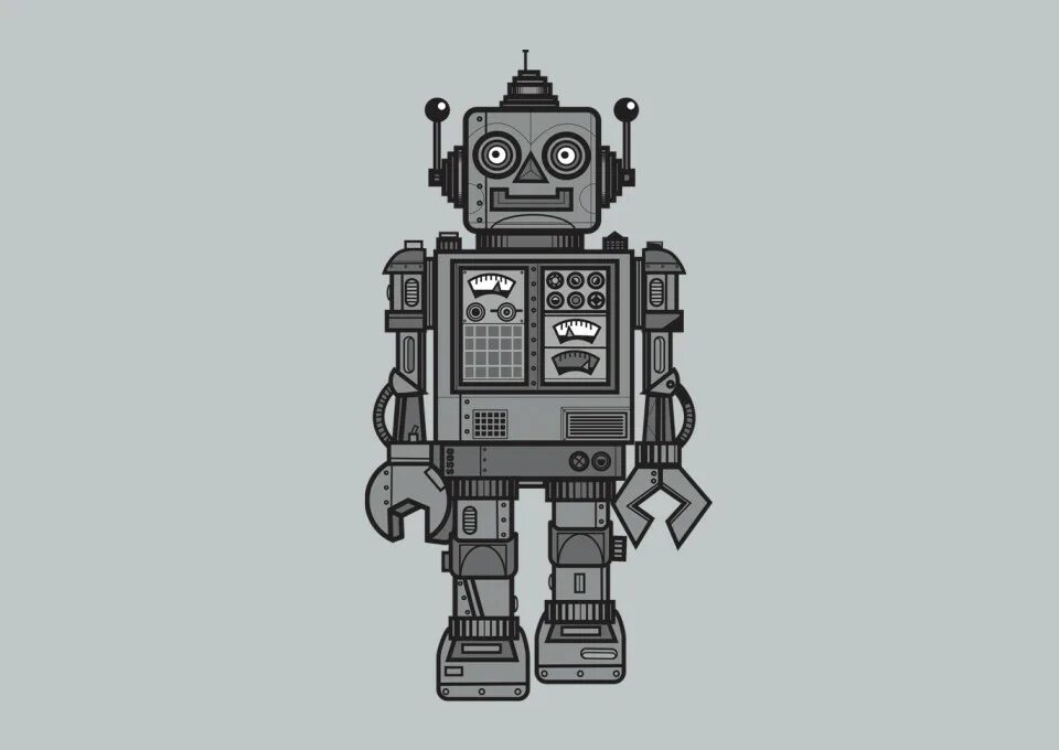Старая модель робота. Робот винтажный. Робот стар. Робот стар. Древний робот.
