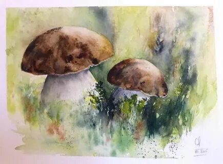 Рисуем грибы гуашью
