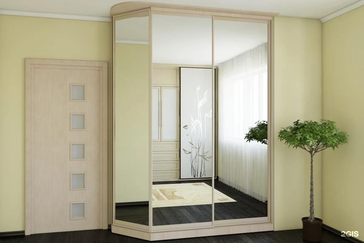 прихожая-купе с зеркалом. шкаф с полками в торце. скошенный шкаф купе. угловой шкаф купе. шкаф со скошенным углом.