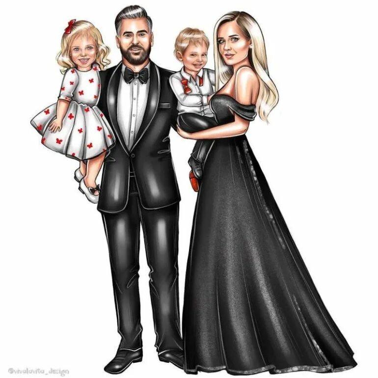 Sarra Art семья Family. Модные иллюстрации семья. Семейный стильный рисунок. Artist family