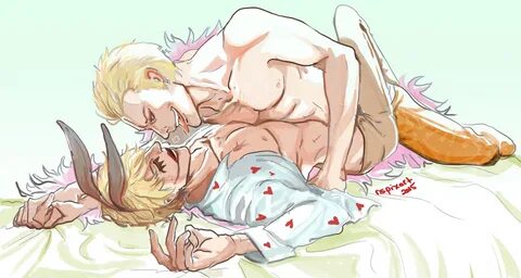 donquixote doflamingo, one piece, 2015, 2boys, blonde hair, brothers, bunny...
