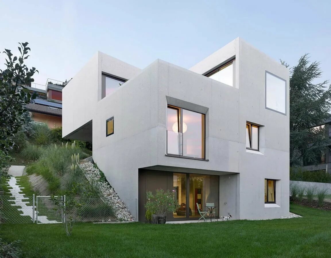 Даниэль Шиндлер Архитектор проекты в Швейцарии. Бетон дома. Бетонный дом. Современный монолитный дом.