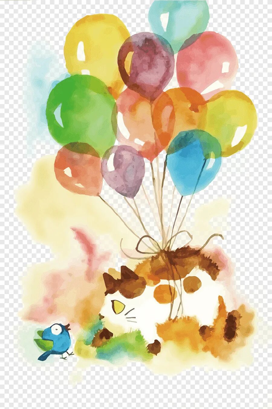 Шаров акварель. Открытки с днём рождения с шариками. Воздушные шарики акварель. Воздушные шары. Воздушный шарик рисунок.