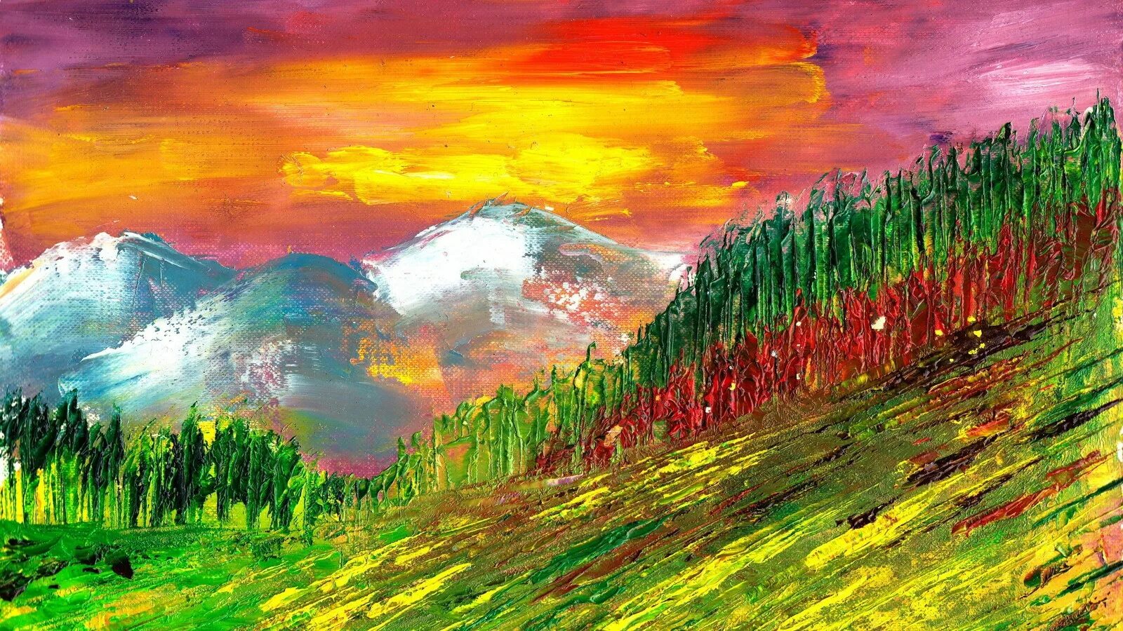 Painted landscape. Пейзаж картина. Пейзаж рисунок. Разноцветный пейзаж.