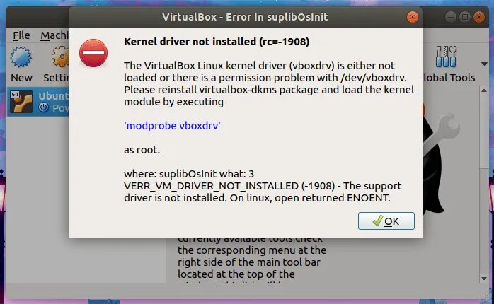 Vboxdrv kernel module. Kernel driver not installed rc 1908 virtualbox. error kernel driver not installed 1908. ошибка ядра. modprobe как выполнить.