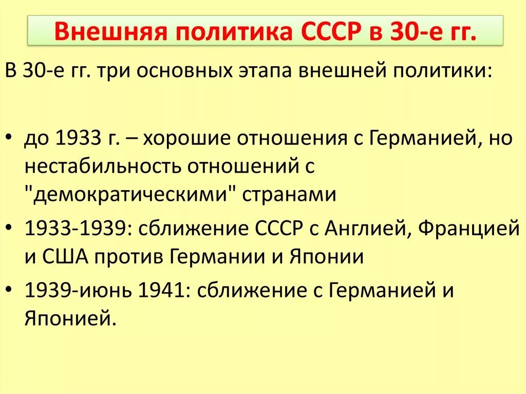 Внешняя политика ссср 1941