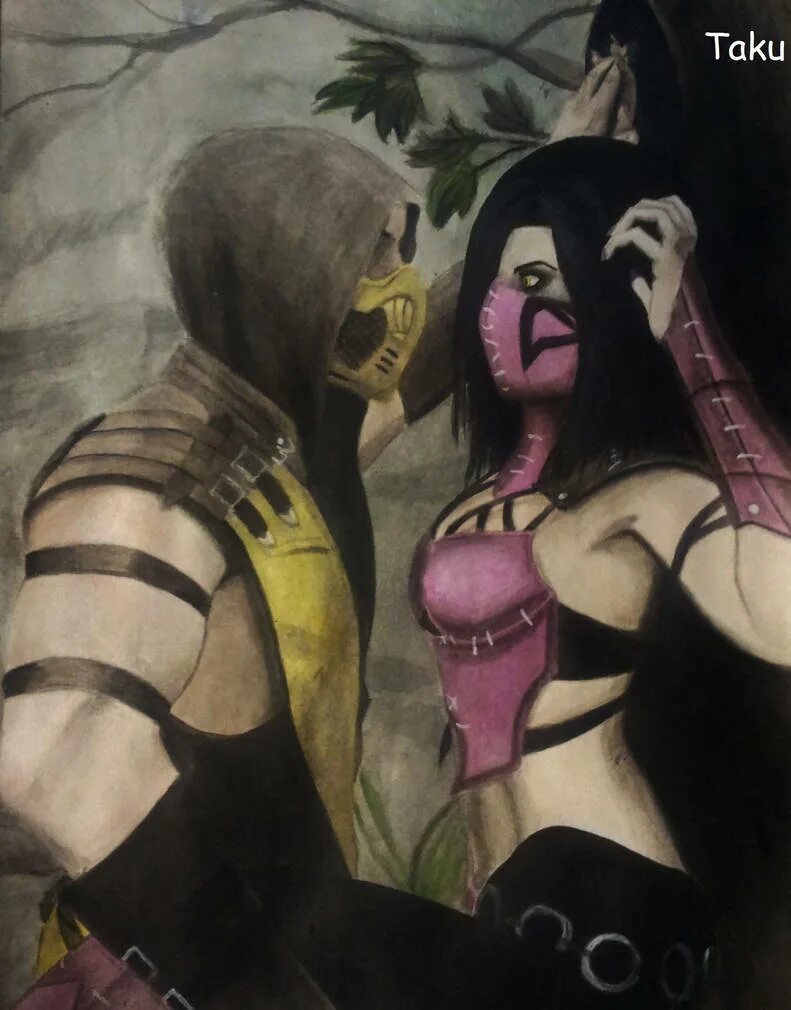 Mortal Kombat Scorpion x Mileena. Mortal Kombat Scorpion and Mileena Love. Скорпион поцелую