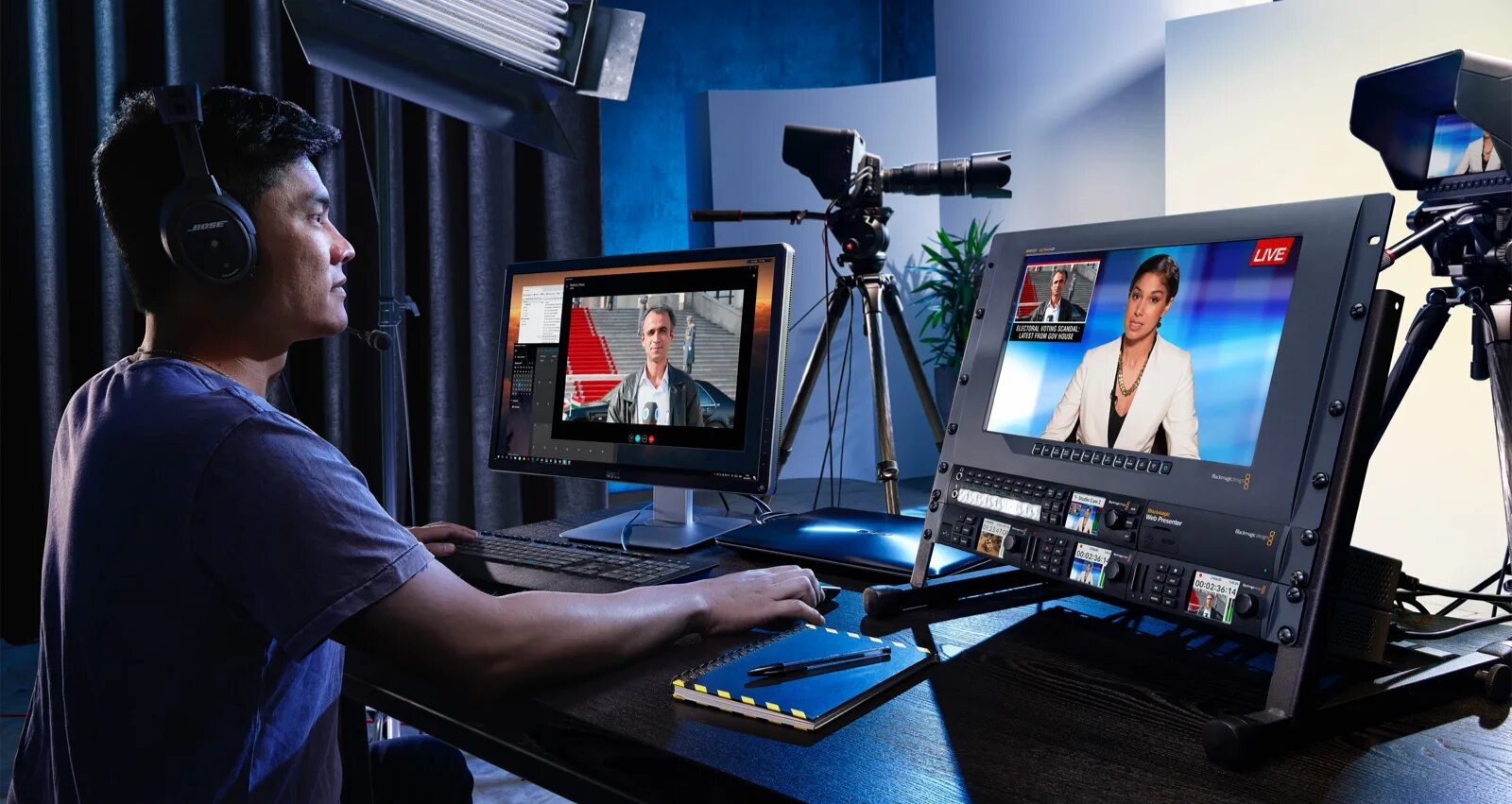 Broadcast only. Blackmagic Design web presenter 4k. Телевизионное оборудование. Стриминг студия. Режиссер телевидения.