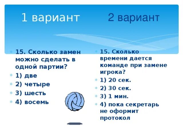 Сколько замен в одной партии в волейболе