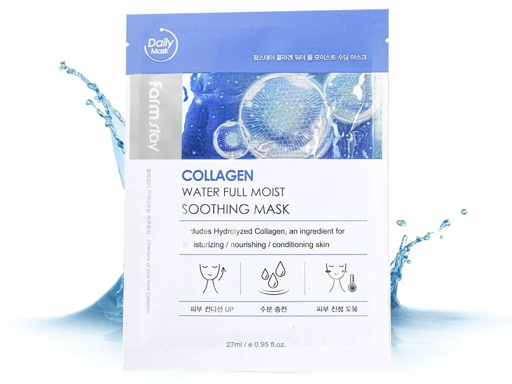 Collagen sleeping mask способ применения. Farmstay Collagen Water Full moist Soothing Mask тканевая маска увлажняющая с коллагеном. Collagen Water Full moist Soothing маска для лица Корея Farmstay 23 мл. Farmstay Water Full moist 27 ml. Увлажняющая ночная маска с коллагеном Farm stay Collagen Water Full moist sleeping Mask.