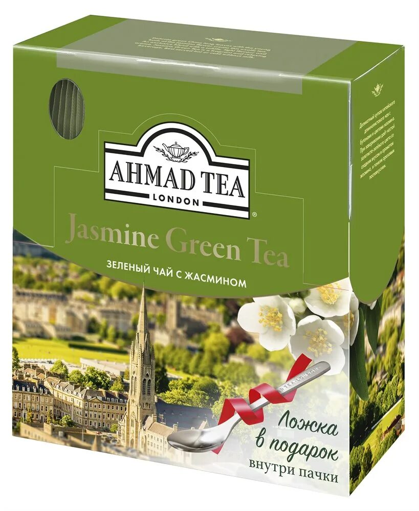Зеленый чай с жасмином купить. Чай зеленый Ahmad Tea с жасмином, 100 пакетиков. Чай упаковка Ахмад Теа зеленый упаковка. Чай в пакетиках зеленый Ahmad Tea с жасмином.