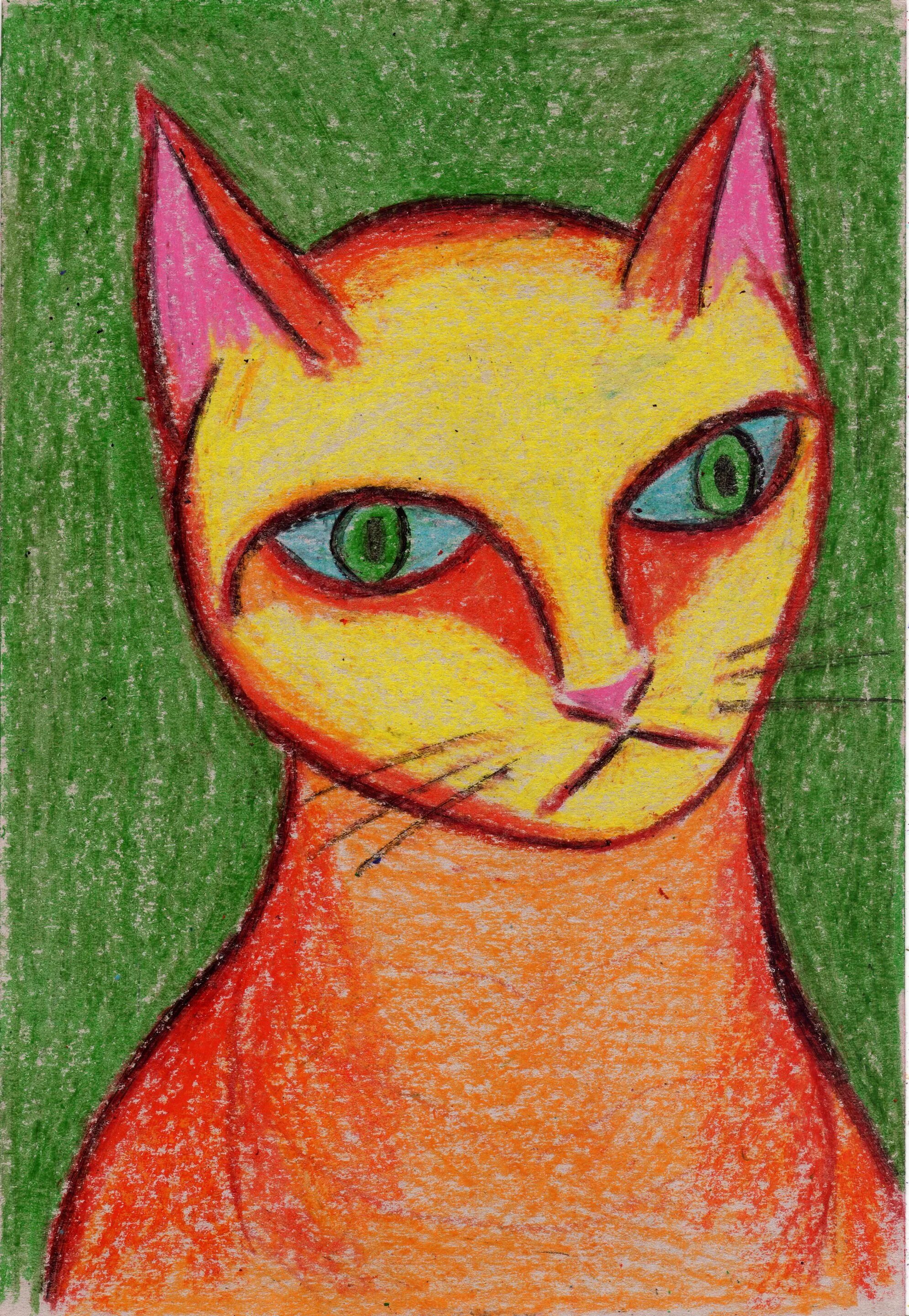 Кот с рыбой рисунок. Кошка воском. Рисование в студии изо мелками. Рисование пастелью для детей 6 лет. Рисунки цветными карандашами прикольные несложные.