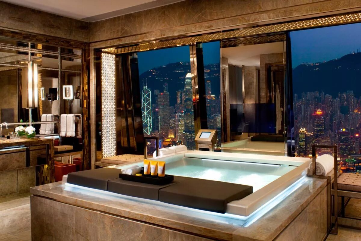 Ритц Карлтон Гонконг. Ritz-Carlton, Гонконг, Китай. Ванна в отель Ритц Карлтон. Пентхаус интерьер лакшери ванная. Самые большие ванные