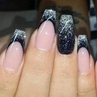 Черный с серебром френч дизайн
