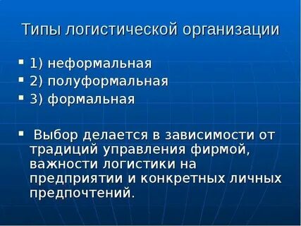 Выберите виды логистики