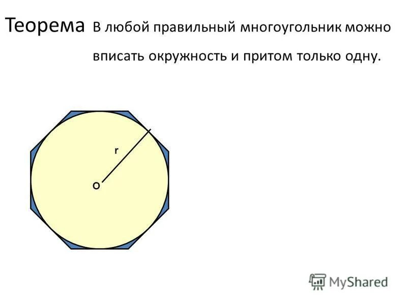 Окружность вписанная в правильный многоугольник. Окружность вписанная в правильный многоугольник доказательство. Правильный многоугольник и окружность. В любой правильный многоугольник можно вписать.