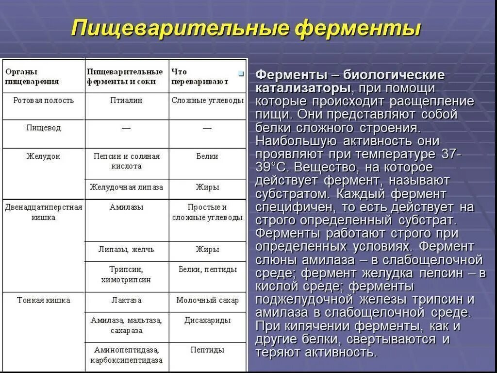 Таблица органы пищевода. Ферменты ротовой полости таблица. Ферменты пищеварительной системы человека 8 класс. Отдел пищеварительной системы фермент функции. Расщепление питательных веществ ферментами таблица.