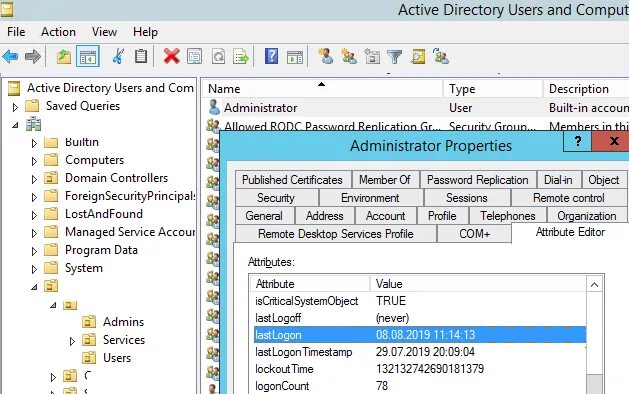 Last Logon. Active Directory login. SIMATIC Logon Active Directory. LASTLOGONTIMESTAMP. Last user ru