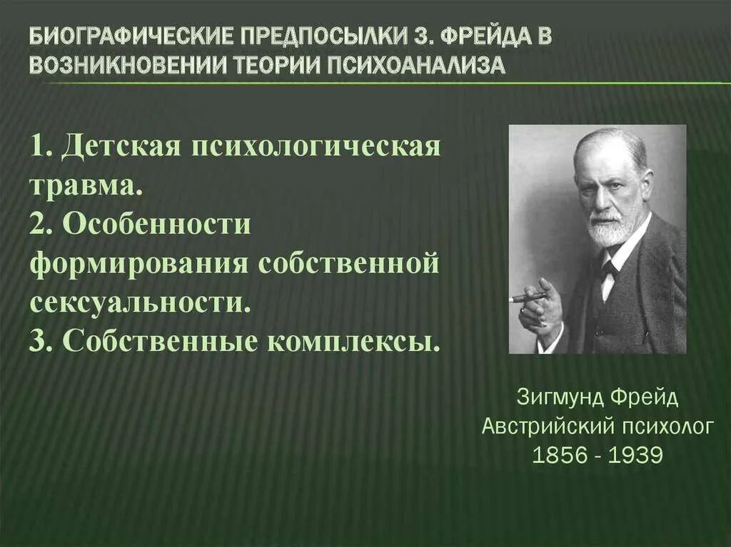 Теория Зигмунда Фрейда. Концепция психоанализа Фрейда. Психологическая теория Зигмунда Фрейда.