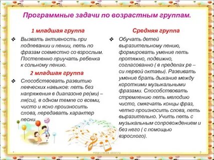 Задании младшей группы детском саду