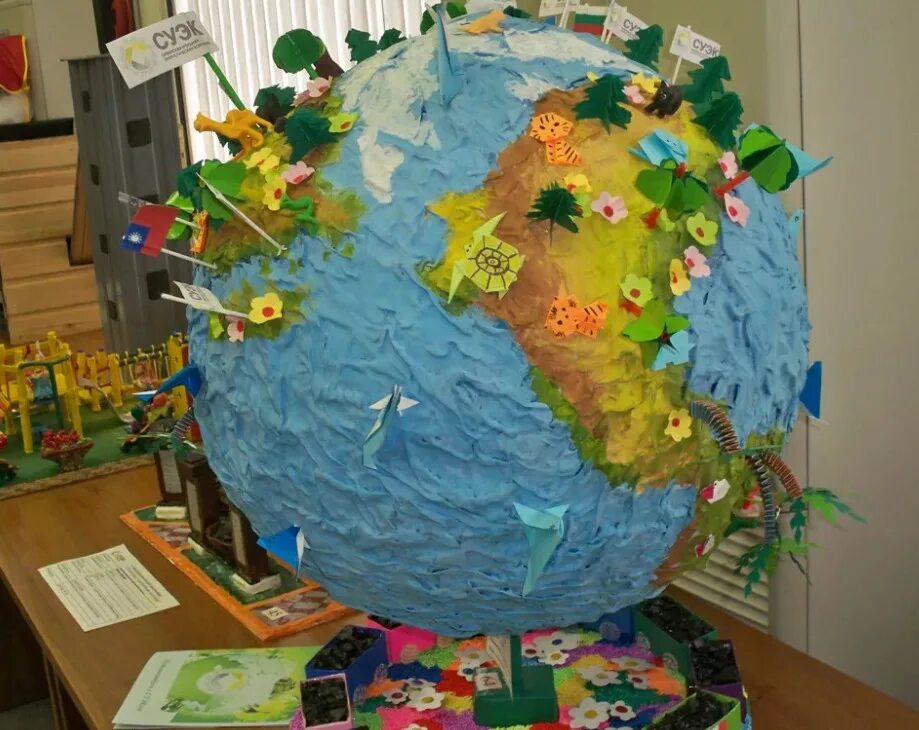День земли работы детей. Макет земли. Экологическая потделкс. Планеты поделка в детский сад. Поделка земля.