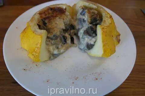Патиссоны с грибами в духовке