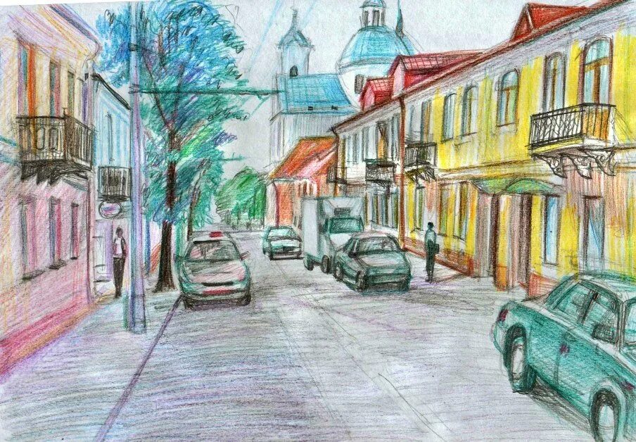 одноточечная перспектива в архитектуре. рисунки улиц для срисовки. рисунки улиц для срисовки. пейзаж города линейная перспектива. набросок городского пейзажа легкий.